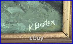 Vintage Framed Original Impasto Oil Painting on Artist Board, Signed K Boston