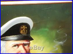 Vintage Framed Original Oil On Canvas Painting Of Sea Captain, David Pelbam Coa
