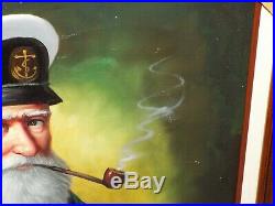 Vintage Framed Original Oil On Canvas Painting Of Sea Captain, David Pelbam Coa