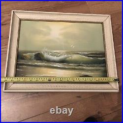 Vintage Framed Original Oil Painting Seascape By Artist Schubert