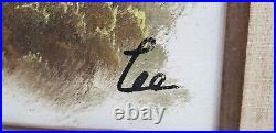 Vintage Framed Seascape Oil Painting Birds & Coastal Scene Signed Leo Lea