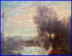 Vintage Framed Signed Landscape Oil Painting on Canvas Panel