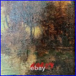 Vintage Framed Signed Landscape Oil Painting on Canvas Panel