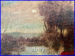 Vintage Framed Signed Landscape Oil Painting on Canvas Panel