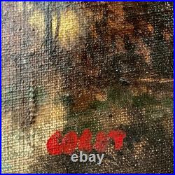 Vintage Framed Signed Landscape Oil Painting on Canvas Panel