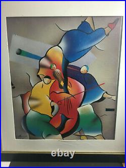 Vintage Framed Signed Modern Art Abstract Oil Painting 32.5 X 29.25