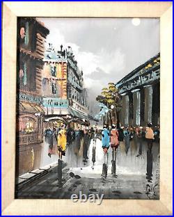 Vintage Framed/Signed Oil Painting- Impressionist Parisian Street Scene 17x15