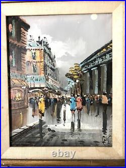 Vintage Framed/Signed Oil Painting- Impressionist Parisian Street Scene 17x15