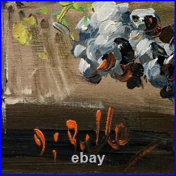 Vintage Framed Signed Still Life Oil Painting On Canvas Fruits and A Jug