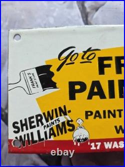 Vintage Frank's Paint Store Porcelain Sign 10×5