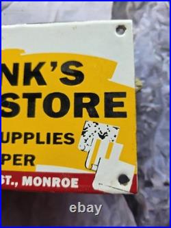 Vintage Frank's Paint Store Porcelain Sign 10×5