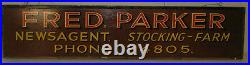 Vintage Fred Parker Newsagent Stocking Farm Uk Painted Store Advertising Sign