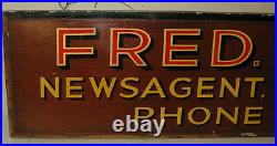 Vintage Fred Parker Newsagent Stocking Farm Uk Painted Store Advertising Sign