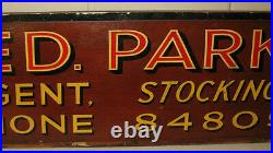 Vintage Fred Parker Newsagent Stocking Farm Uk Painted Store Advertising Sign