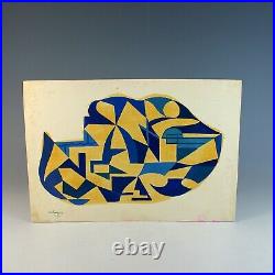 Vintage French Abstract Gouache Painting