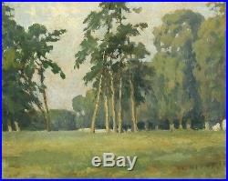 Vintage French Oil Painting, Chateau Park, Landscape, Trees, Signed Callard