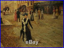 Vintage French Oil Painting Paris Street Scene Signed