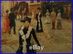 Vintage French Oil Painting Paris Street Scene Signed