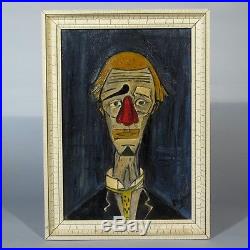Vintage French Oil Painting after the Tête de Clown by Bernard Buffet, Signed