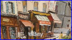Vintage French Oil on Canvas City Street Scene SIGNED