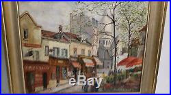 Vintage French Oil on Canvas City Street Scene SIGNED