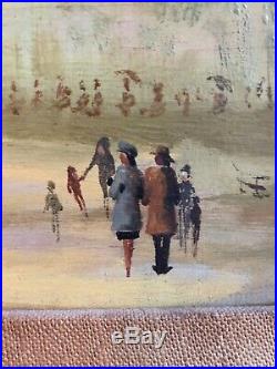 Vintage French Signed Pierre Oil Board Paris Carousel Scene Impressionistic