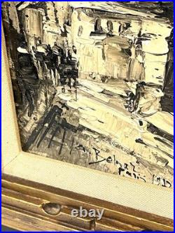 Vintage French Street Scene Cityscape Painting On Canvas Framed And Signed