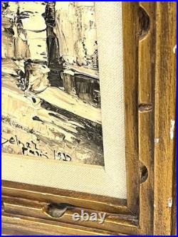 Vintage French Street Scene Cityscape Painting On Canvas Framed And Signed