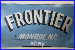 Vintage Frontier Monroe, NC steel metal hand painted sign advertising