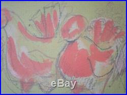 Vintage Funky Funk Art Chicken And Bird Painting Retro Abstract Expressionism