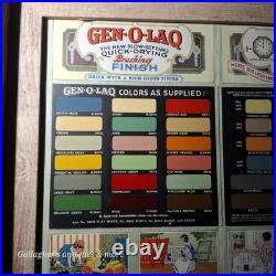 Vintage GEN-O-LAQ INVADER PAINT & VARNISH CO Color Sample 17x14 Framed Sign
