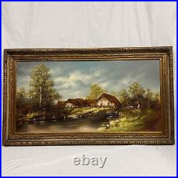 Vintage German Oil Painting Solid Wood Frame Signed Horst Hoppman Artist