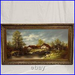 Vintage German Oil Painting Solid Wood Frame Signed Horst Hoppman Artist