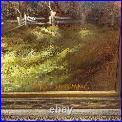 Vintage German Oil Painting Solid Wood Frame Signed Horst Hoppman Artist