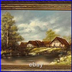 Vintage German Oil Painting Solid Wood Frame Signed Horst Hoppman Artist
