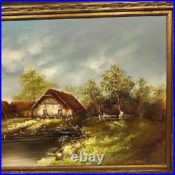 Vintage German Oil Painting Solid Wood Frame Signed Horst Hoppman Artist