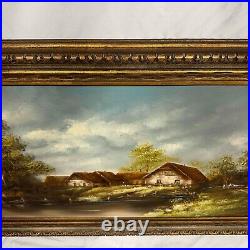 Vintage German Oil Painting Solid Wood Frame Signed Horst Hoppman Artist