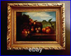 Vintage Gilt Framed Artist Signed Original Oil on Canvas Still Life Painting