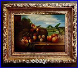 Vintage Gilt Framed Artist Signed Original Oil on Canvas Still Life Painting