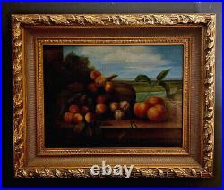 Vintage Gilt Framed Artist Signed Original Oil on Canvas Still Life Painting