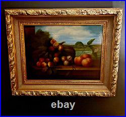 Vintage Gilt Framed Artist Signed Original Oil on Canvas Still Life Painting