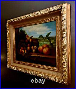 Vintage Gilt Framed Artist Signed Original Oil on Canvas Still Life Painting