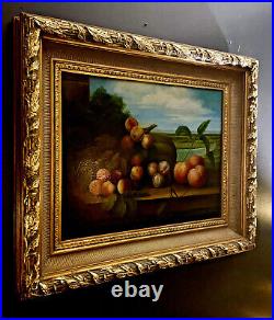 Vintage Gilt Framed Artist Signed Original Oil on Canvas Still Life Painting