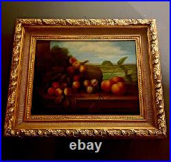 Vintage Gilt Framed Artist Signed Original Oil on Canvas Still Life Painting