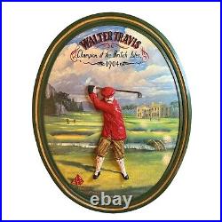 Vintage Golf Wooden 3D Pub Sign Plaque Walter Travis Amateur Champ Hand Painted