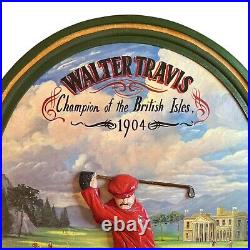 Vintage Golf Wooden 3D Pub Sign Plaque Walter Travis Amateur Champ Hand Painted