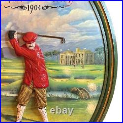 Vintage Golf Wooden 3D Pub Sign Plaque Walter Travis Amateur Champ Hand Painted