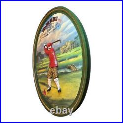 Vintage Golf Wooden 3D Pub Sign Plaque Walter Travis Amateur Champ Hand Painted