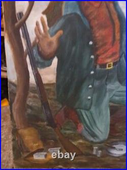 Vintage Gorgeous Dated 1941 Original Painting Signed By Edward J. Frey Woodsman