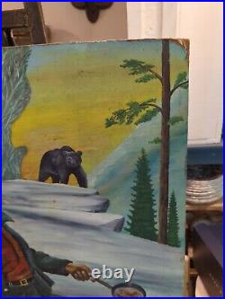 Vintage Gorgeous Dated 1941 Original Painting Signed By Edward J. Frey Woodsman